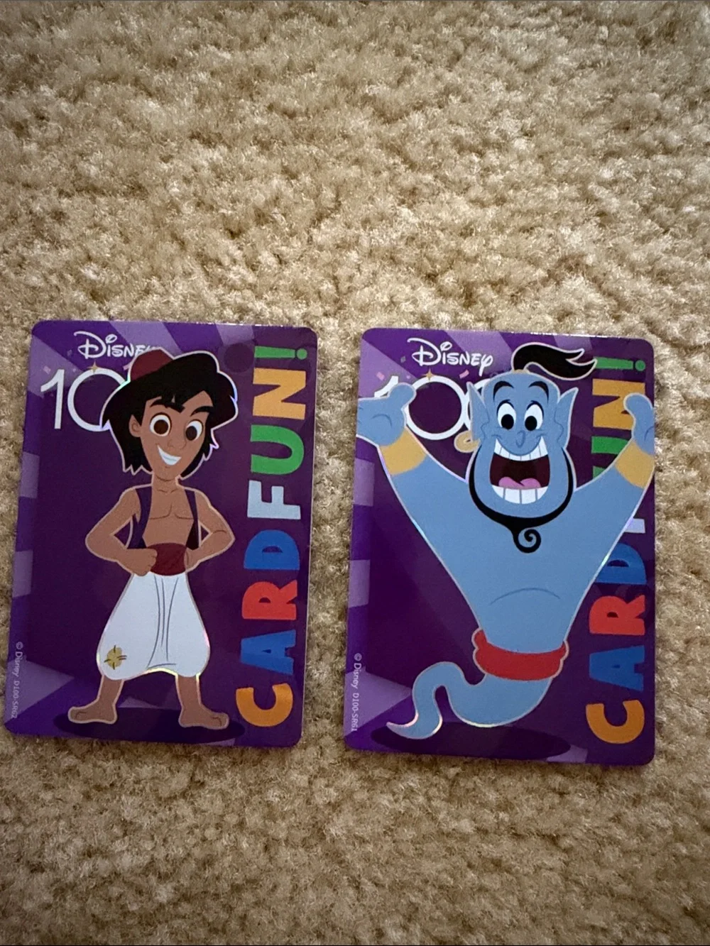 Disney Purple Aladdin & Blue Genie Trading Cards